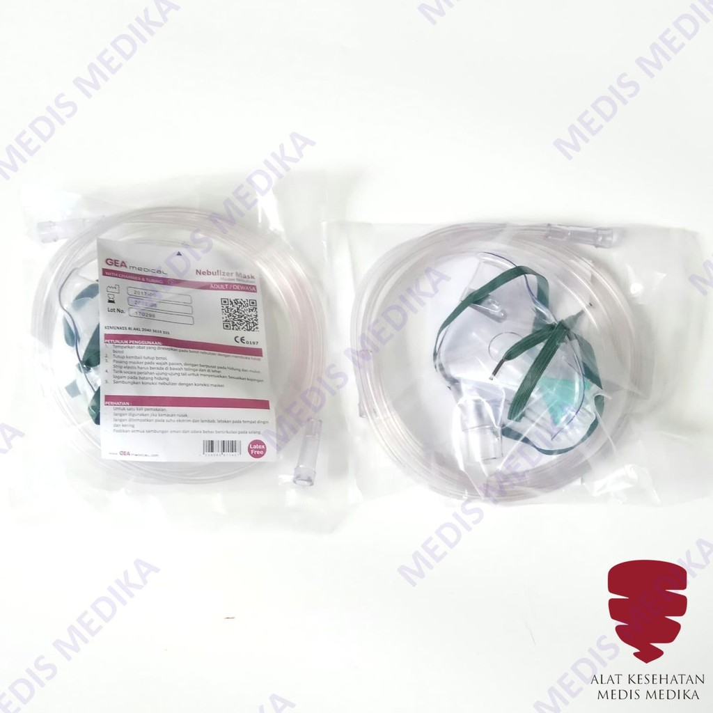 Masker Nebulizer L Dewasa GEA Alat Bantu Pernafasan Nebuliser Mask Nebul Udara Uap Adult Large