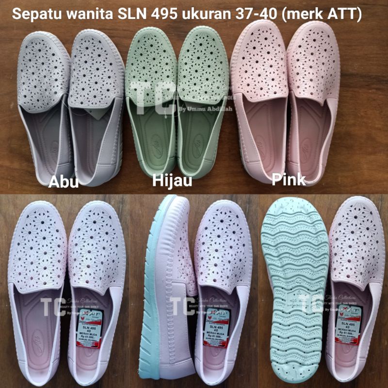 Sepatu karet wanita SLN 495 warna muda ukuran 37-40 (merk ATT)