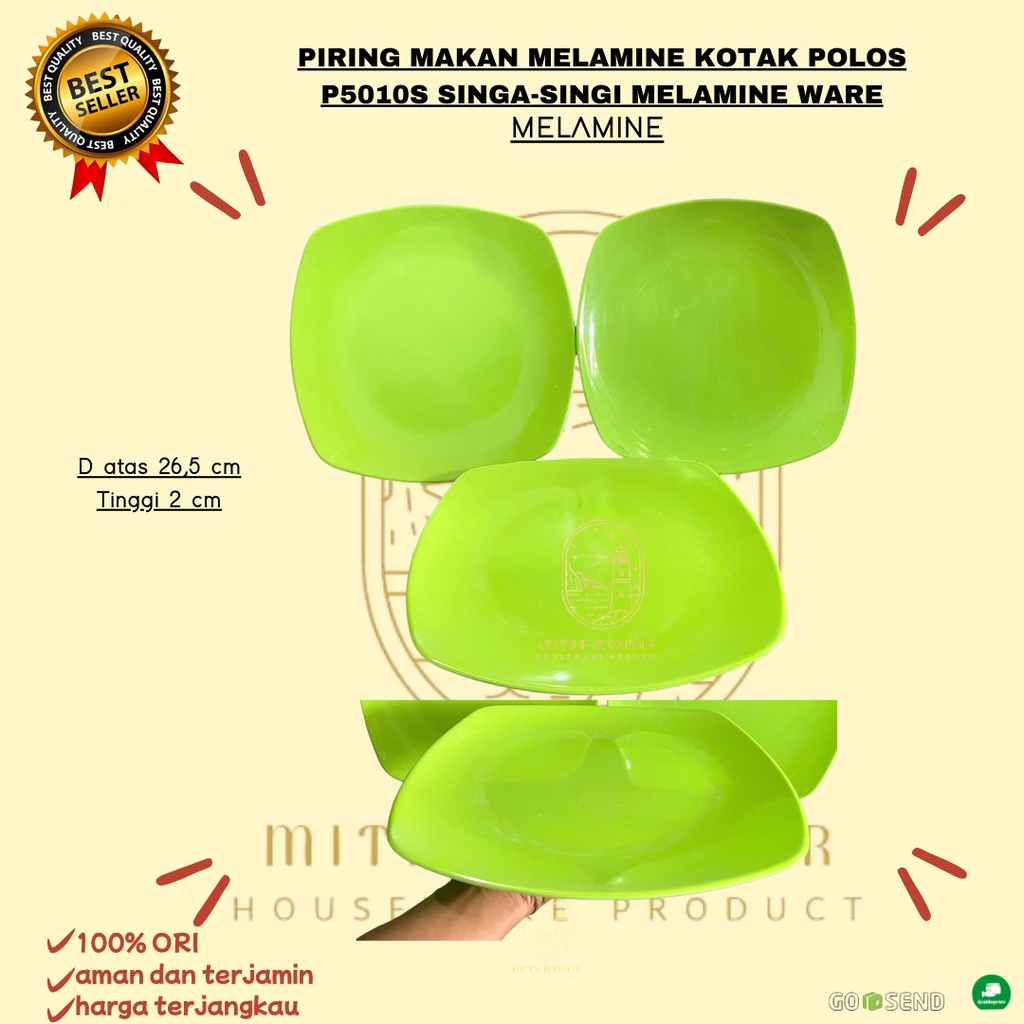 SALE!! PIRING MAKAN MELAMINE KOTAK POLOS P5010S SINGA-SINGI