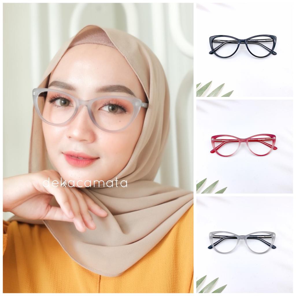 Frame Kacamata Minus Anti Radiasi Cat Eye Lolly 8013 Fashion Tangkai Per Keren