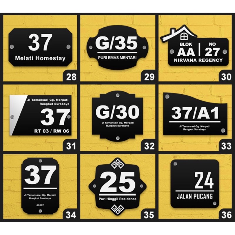 Plat Nomor Rumah Akrilik 2 Lapis Huruf Timbul