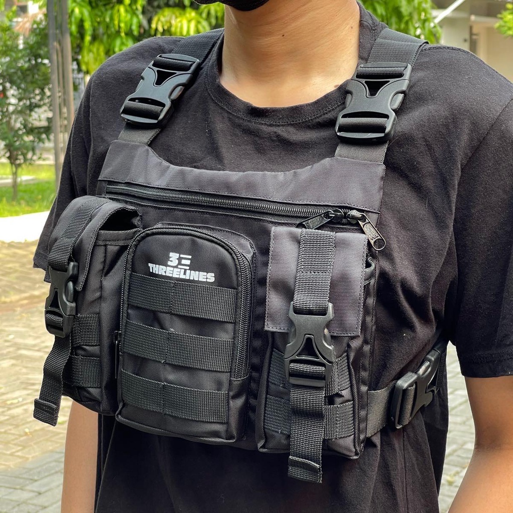 Tas Dada Pria Original Threelines Black Series / Chest Rig Bag Threelines Original