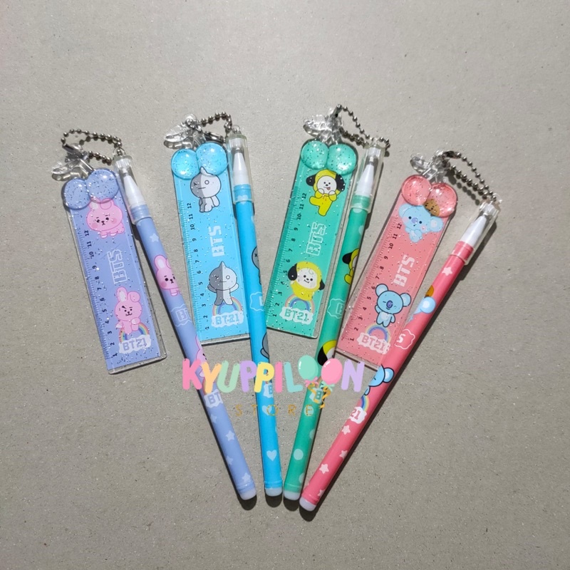 

12 pcs Gel Pen BTS Penggaris / Pulpen BTS