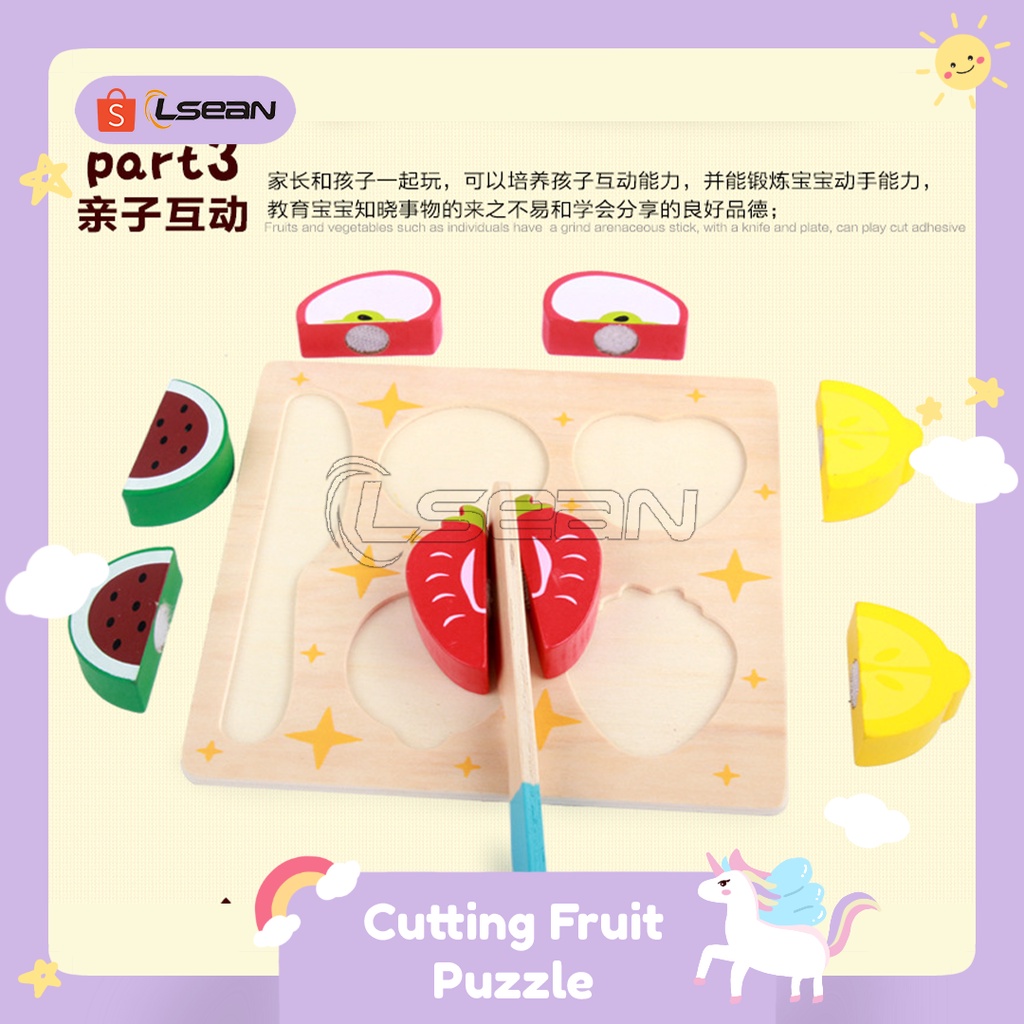 KITCHEN PLAYHOUSE | MAINAN LUCU EDUKASI PUZZLE KAYU POTONG BUAH DAN SAYUR