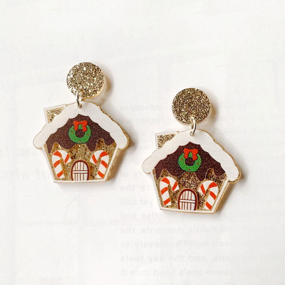 Anting Desain Snowflake Snowman Dinosaurus Bunga Natal Bahan Akrilik Untuk Aksesoris Wanita