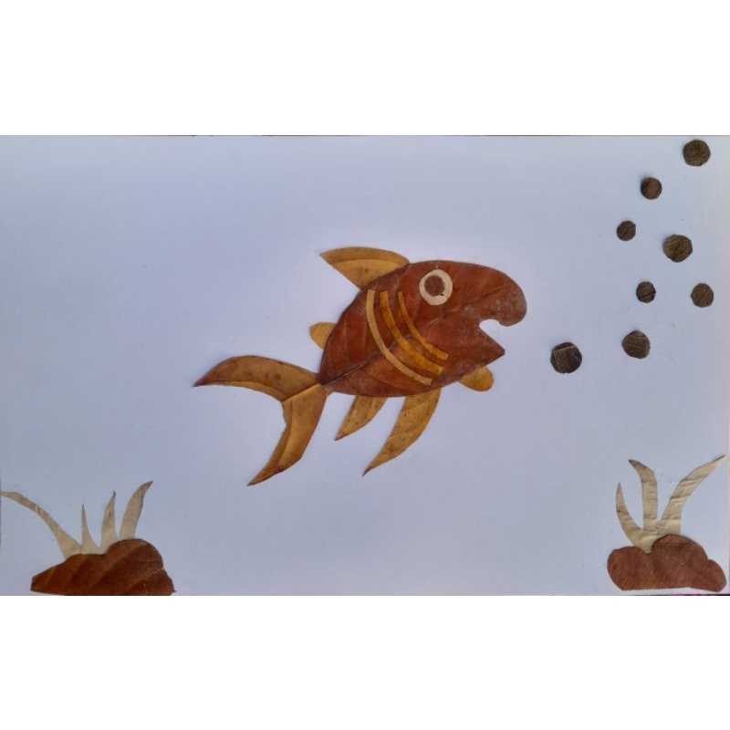 kolase daun kolase hewan mozaik daun diy kolase