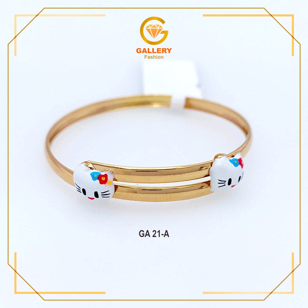 GELANG ANAK BAYI BANGLE EMAS ASLI KADAR 300%/6KARAT DAN 375%/8KARAT KODE GA1021A MODEL KUCING LUCU W