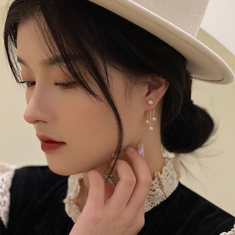 Korea 22 baru pearl gantung di belakang telinga stud anting-anting perempuan rumbai in minat khusus