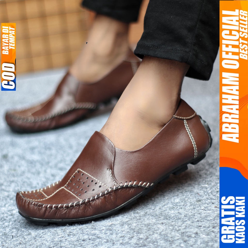 ABRAHAM Sepatu Formal Pantofel Hitam Kerja Casual Kulit Pria