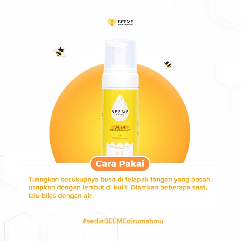 Beeme Natural Soap 3 in 1 with Honey &amp; Lemongrass | SKINCARE IBU DAN ANAK | Mom and Baby Cream