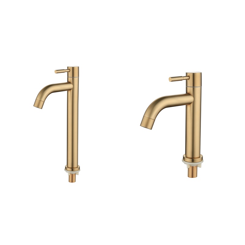 Brush Gold Single Cold Basin Faucet 304 Material Basin Mixer Bathroom Sink Faucet Water Wash Mixer Tap-A