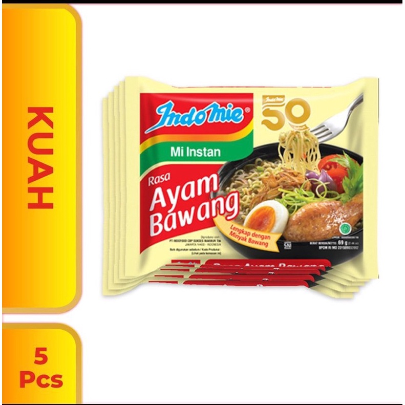 

indomie kuah ayam bawang per pack isi 5 pcs
