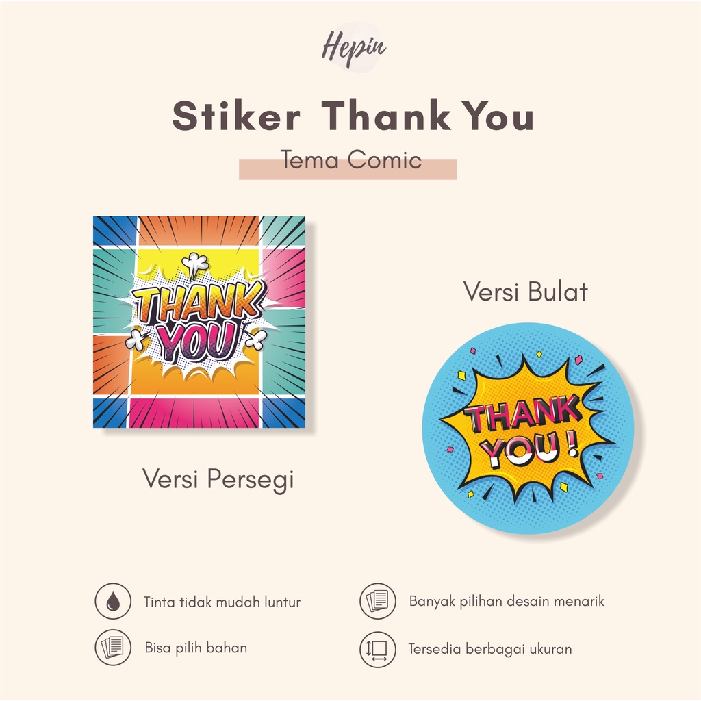 

cetak stiker thank you murah tema COMIC/free desain