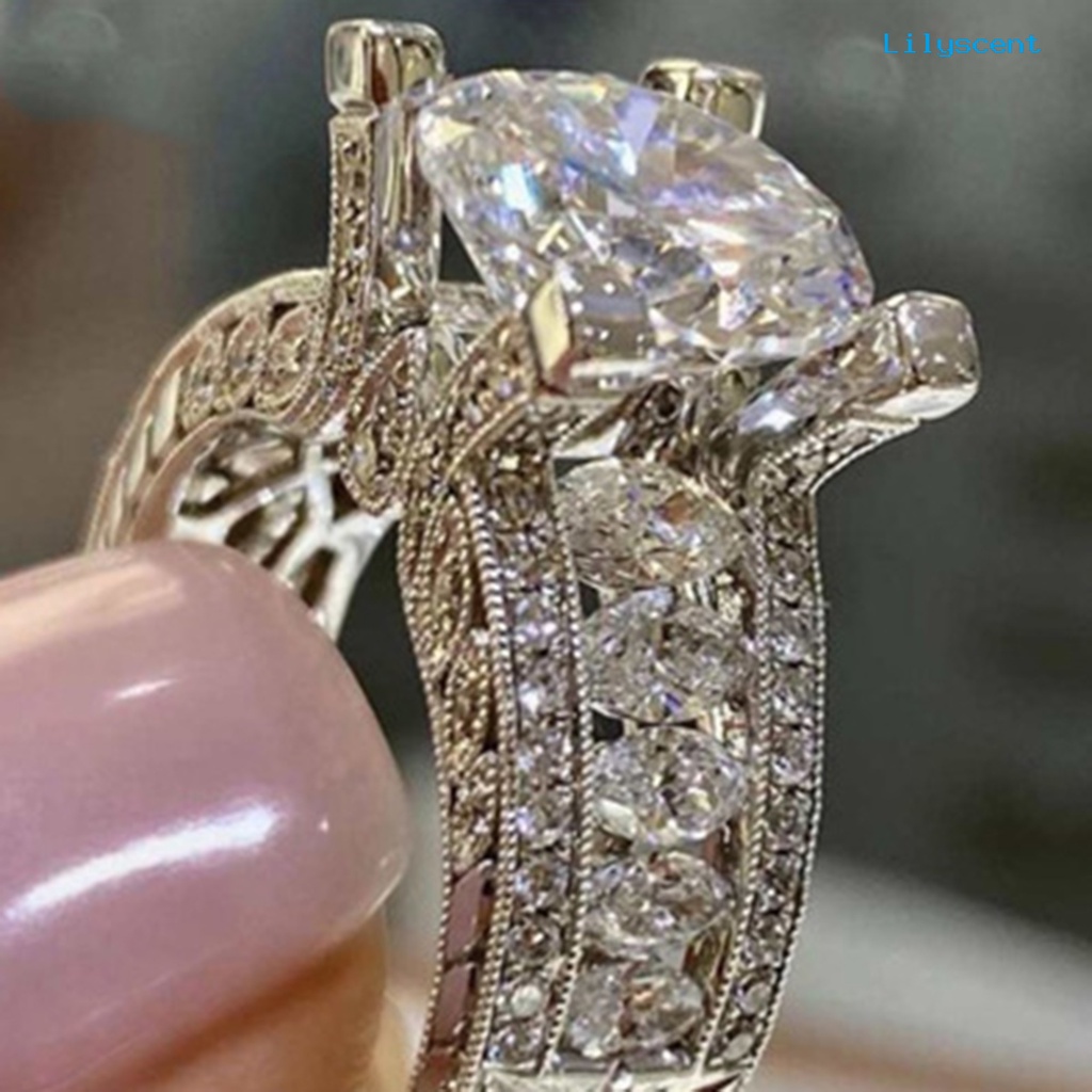 Ls Cincin Kawin / Tunangan Cubic Zirconia Berlian Imitasi Untuk Wanita