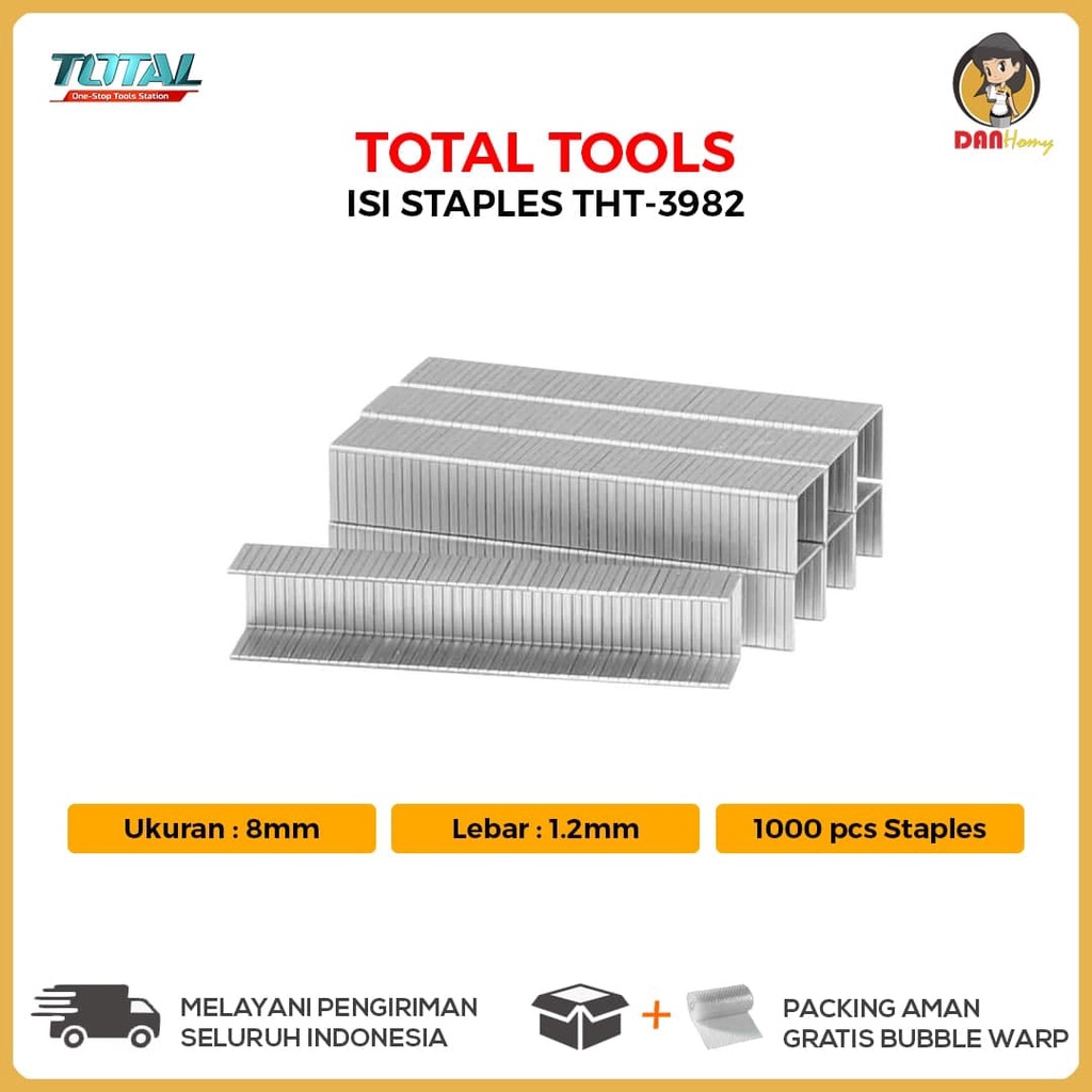 

Isi Staples Total Tools THT3982 8mm Isi Setaples 1000 Pcs Refil Steples Anti Karat