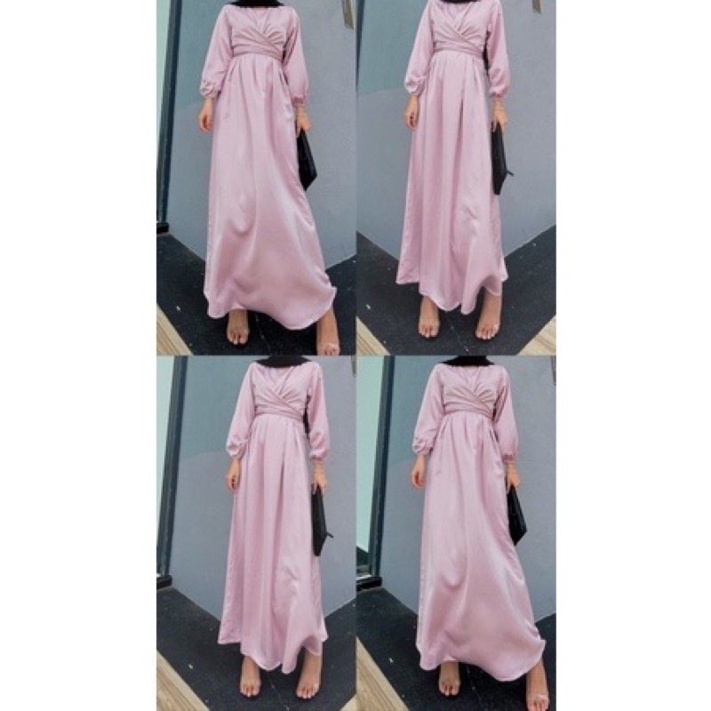 Dress Kondangan Azura Maxy LD 110 Bahan Satin/Gaun Bridesmaid/Dress Pesta/Baju Kondangan Wanita/Luxury Satin Dress