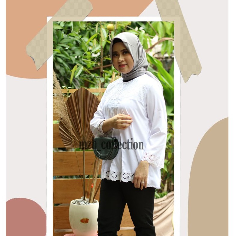 Terlaris Baju Putih Kerja Jumbo Atasan Blouse Putih Wanita Toyobo Kerja PNS Kantoran Terlaris