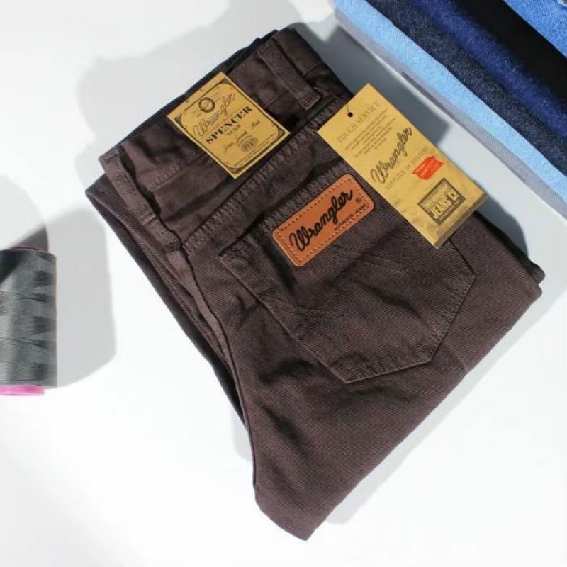 PROMO!! (BISA COD / BAYAR DI TEMPAT) Celana Jeans Standar Pria Cowok Reguler Regular Panjang Lurus Reguller Original Wrengler Warna Abu abu Coklat Hitam Biru Dongker Biowash Navy Murah Gaya Berkualitas Distro Keren Kekinian Ukuran Jumbo Big size 28-38