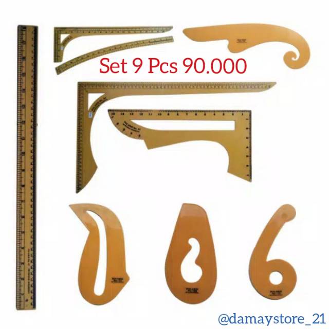 

Penggaris Menjahit Set 9 Pcs