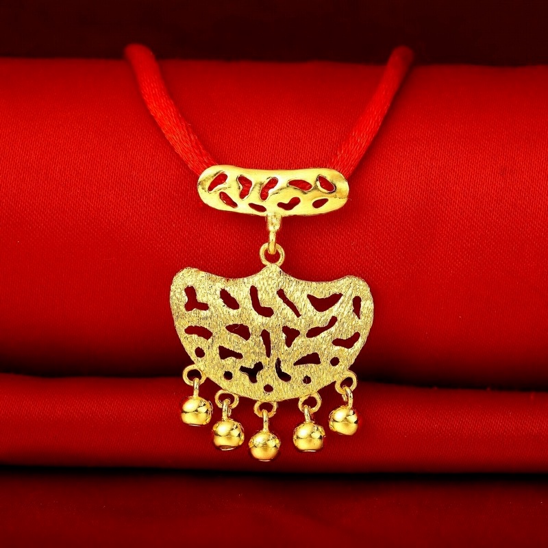 [Ready Stock]Fashion Vintage Gold Plated Pendant Longevity Lock Necklace