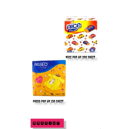 tissue nice pop up 200 sheet / tissue paseo pop up 130 sheet/