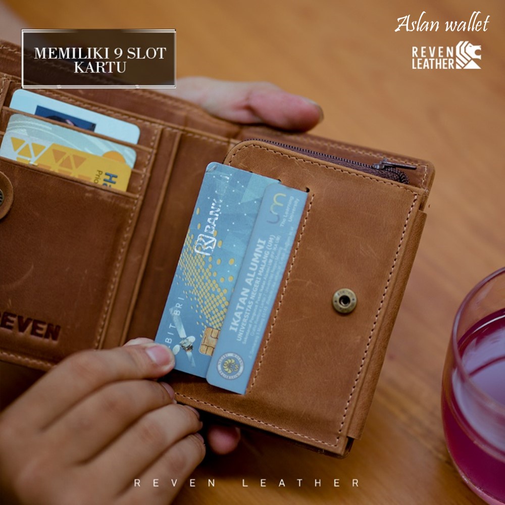 Dompet Lipat Kulit Pria Reven Aslan Wallet Branded Original Kulit Sapi Asli Premium Terbaru Terbaik