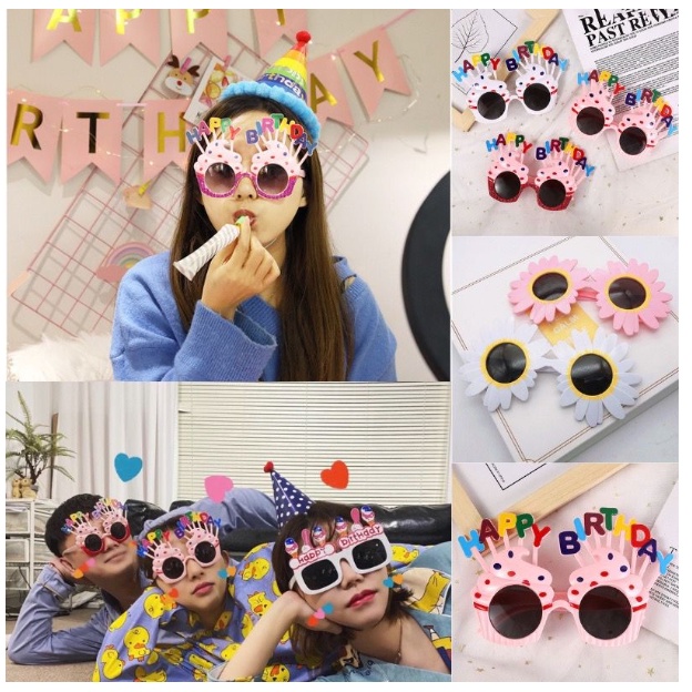 PA WBS Kacamata Ulang Tahun Desain Happy Birthday Untuk Dekorasi Pesta Ulang Tahun Untuk hadiah ulang tahun A one hadiah ulang tahun Unisex fashion KC036