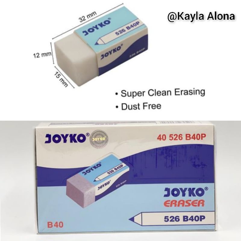 PENGHAPUS PENSIL &quot; JOYKO &quot;Penghapus / Stip / Eraser Joyko Putih Kecil B40 / 526-B40P