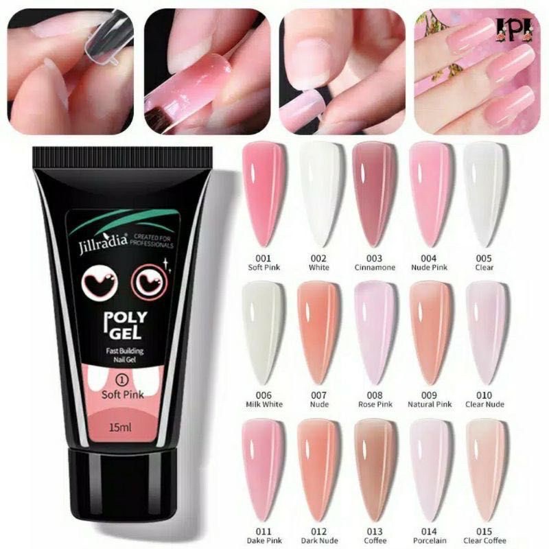 JILLRADIA 15ml Polygel nail extension / POLYGEL ACRYLIC GEL 15ml / ACRYL GEL Poly Gel Nail extention / Gel Extension Kuku 15ml