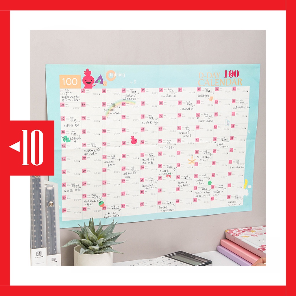 

KTA5 poster 100 days plan jadwal 100 hari countdown planner memo tempel tembok kalender