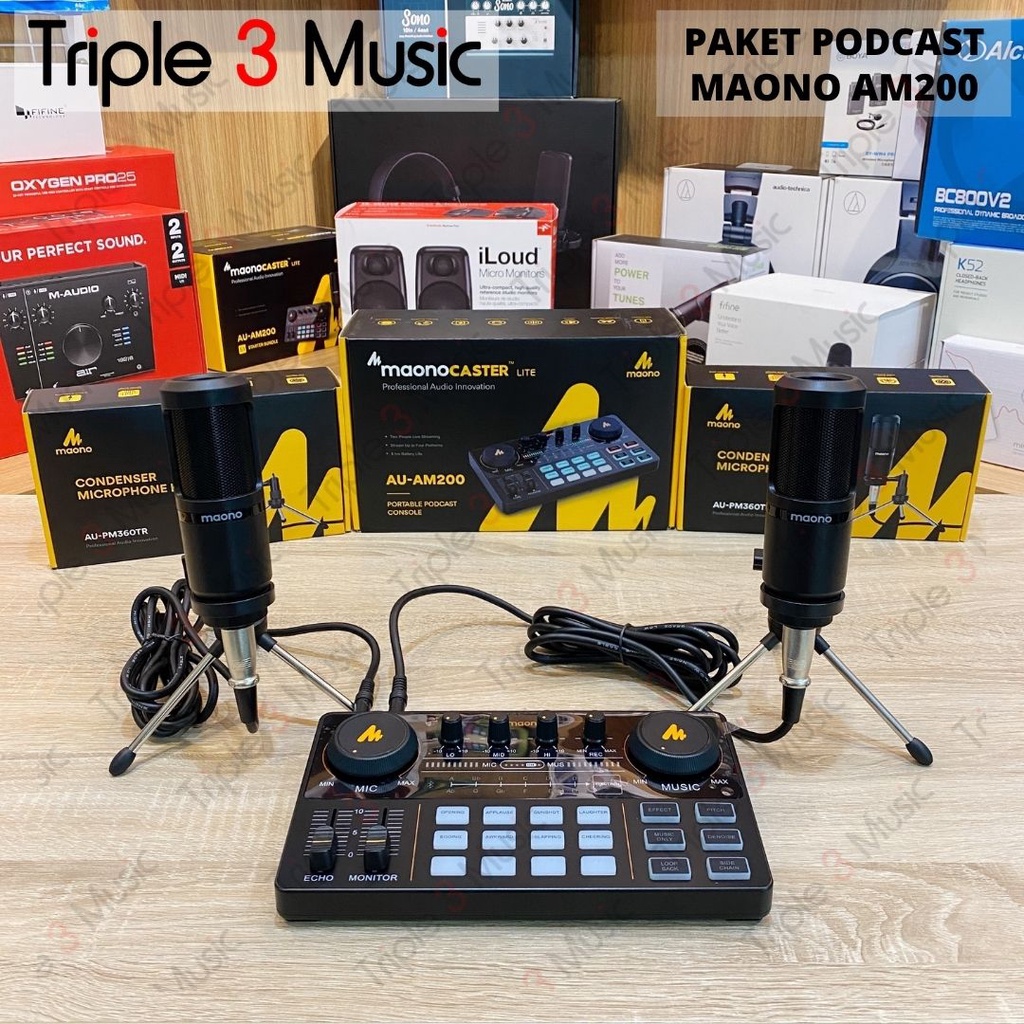 MAONO AM200 S2 Maonocaster Dual Mic bundle paket podcast 2 mic