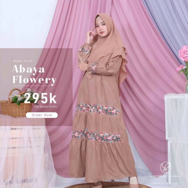 ABAYA FLOWERY SIZE L, LUPINE SERIES MAGENTA SIZE L By Kiciks Muslimah