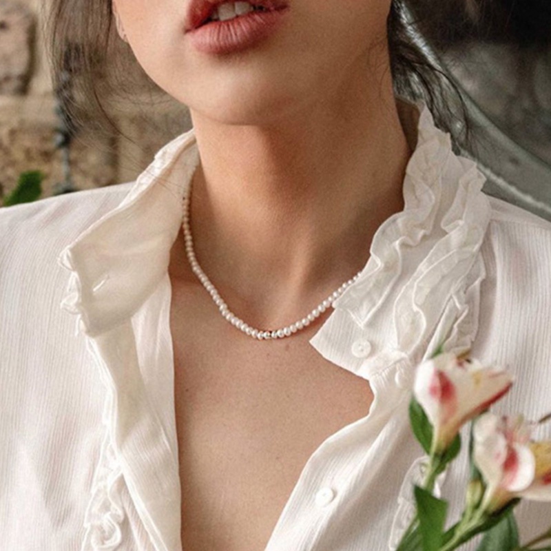 [ACKER] Retro Elegan Lady Pearl Beaded Choker Kalung Pendek untuk Wanita Pesta Pertunangan Pernikahan