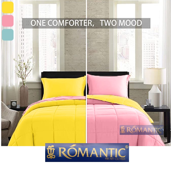 Two Tone Bedcover Katun Jepang Yellow x Pink Baby Biru muda langit pink muda 200x200 180x200 160x200 140x200 120x200 100x200 90x200 Kuning pink muda