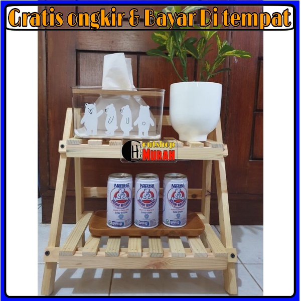 Rak Susun kayu Mini Serbaguna | Rak Meja Rakit Multifungsi