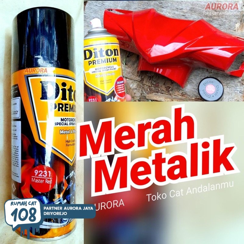 

Rumah Cat - Pilox Diton Premium Master Red 9231 Merah Metallic Metalik Cat Pilok Pylox 400ml Tahan Bensin Rumah Cat Motor dan Mobil