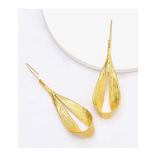 LRC Anting Gantung Fashion Golden Curly Alloy Cutout Geometric Earrings K01308