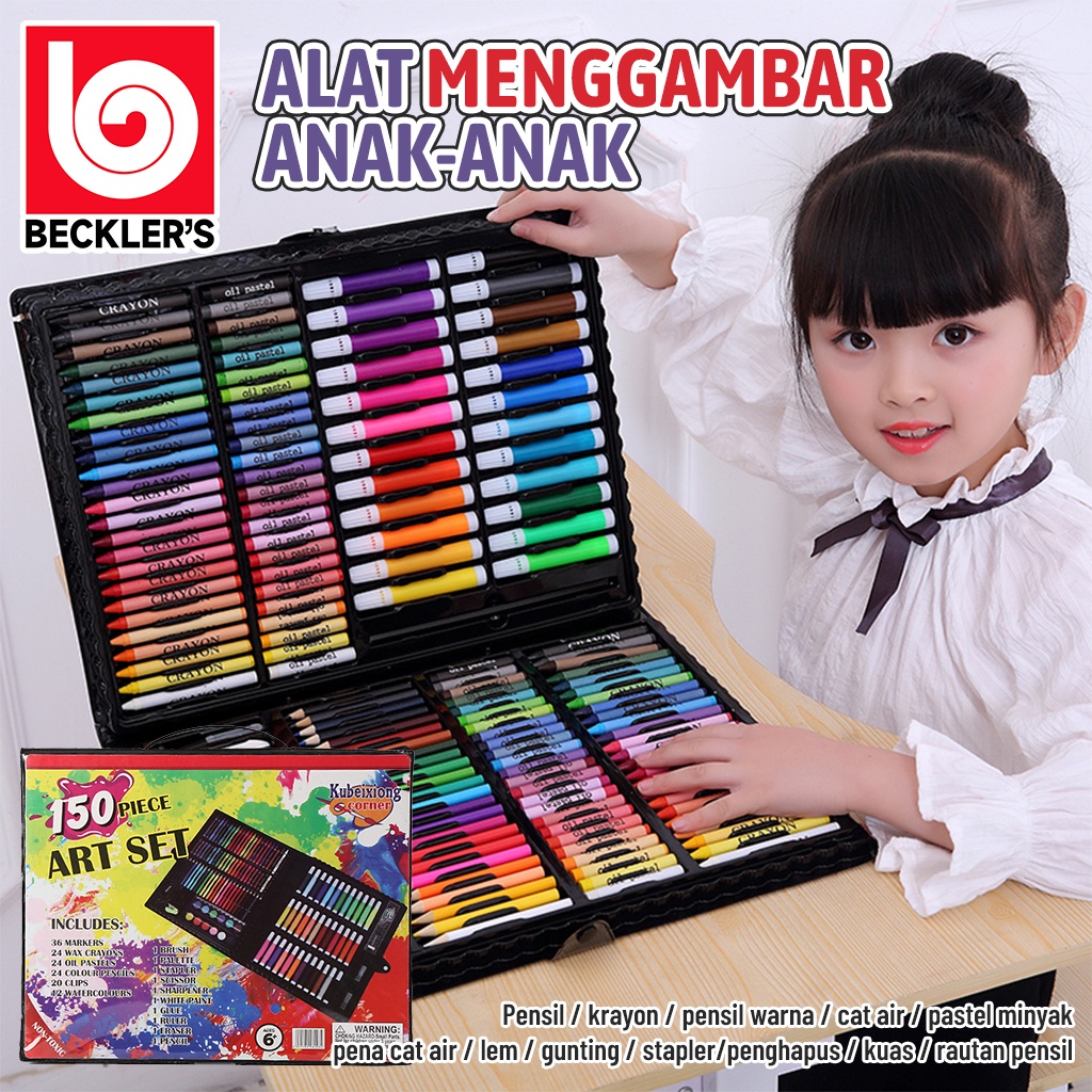 Beckler's Crayon Set 150 PCS Pensil Warna dan Alat Menggambar Berwarna Colouring