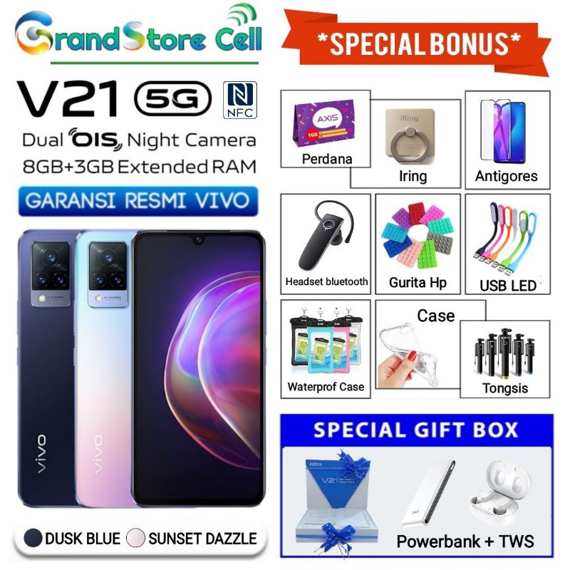 VIVO V21 5G 8/128 GB | V21 4G 8/128 GB GARANSI RESMI VIVO INDONESIA