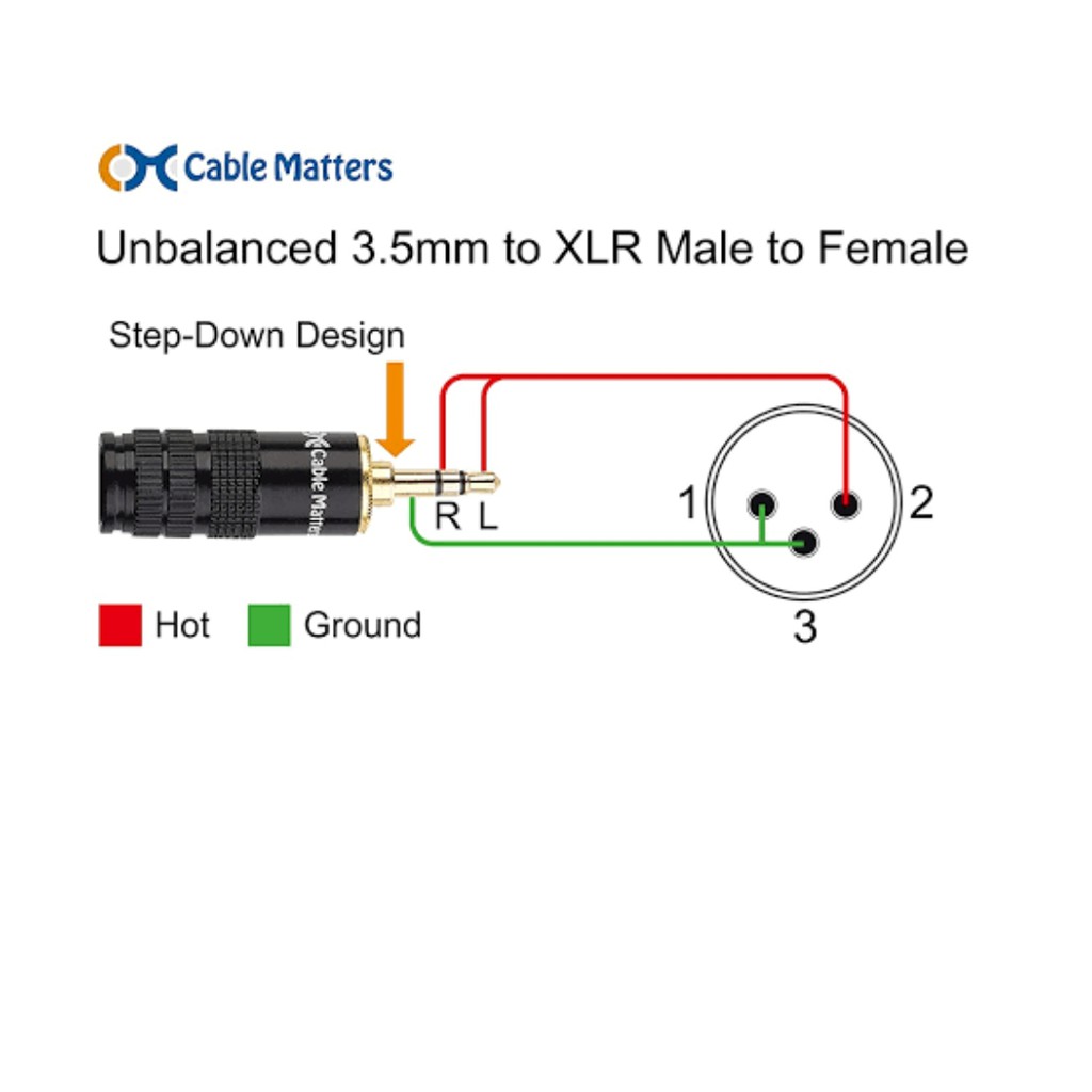 Kabel canare XLR Male to 3.5mm TRS male 2m aux XLR MIXER SOUNDCARD