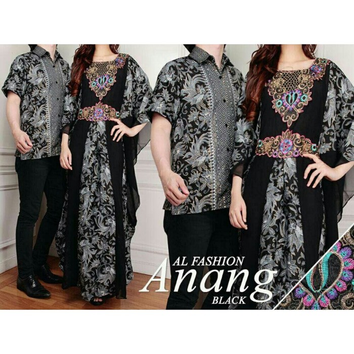 TERLARIS  Kaftan Couple Batik, Couple Kaftan XL, Kaftan Sarimbit Muslim Hitam An  CUCI GUDANG