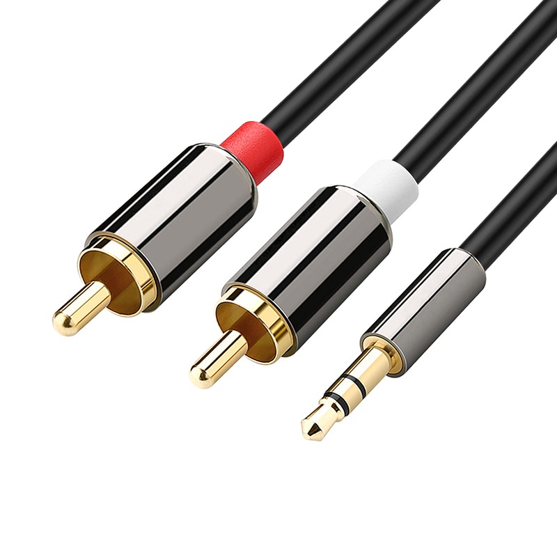 Amkle Kabel Audio RCA to 3.5 mm Auxiliary Cable 1M  1019 HITAM