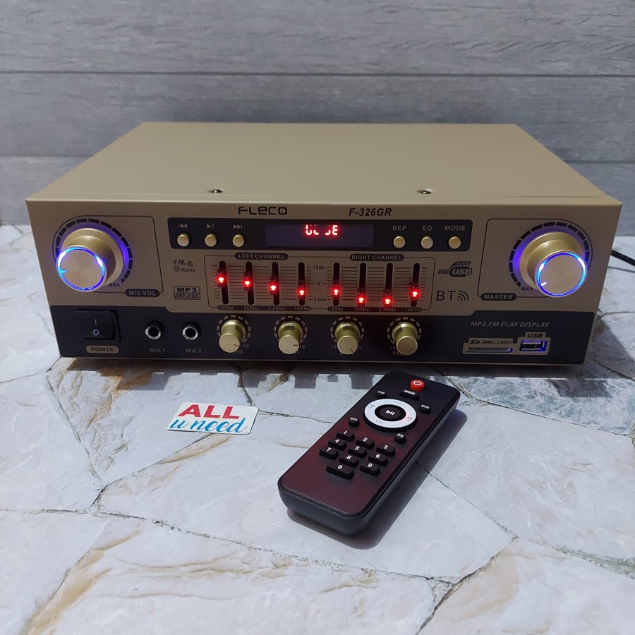 POWER AMPLIFIER WIRELESS FLECO F-326GR BUILT IN EQUALIZER | 1200W POWER AMPLIFIER BLUETOOTH FLECO F 326GR | KARAOKE HOME THEATER AMPLIFIER FLECO [ BISA COD ] FMS