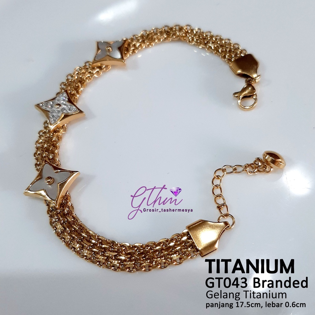 gelang Tangan Wanita Titanium Branded Fashionable Anti Karat gt043 gthm