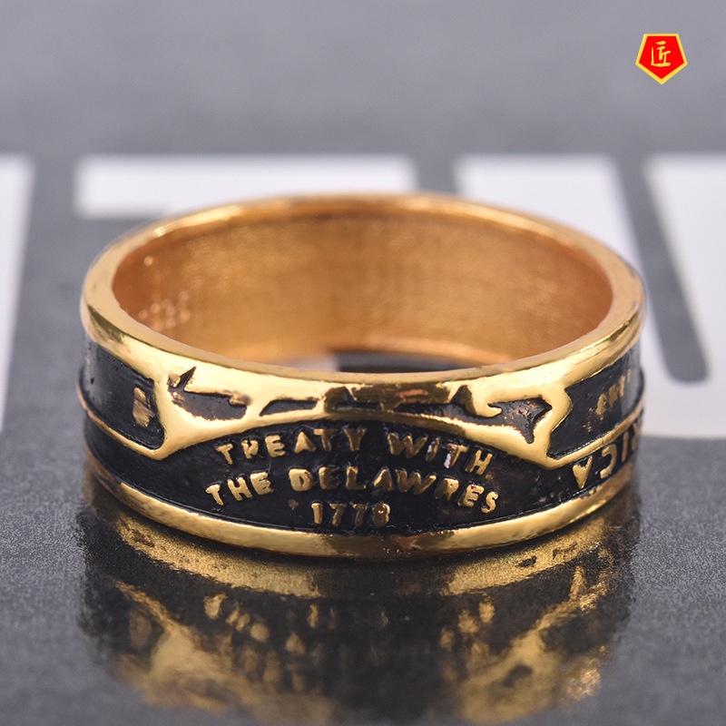 [Ready Stock]Men's Vintage Carved Wolf Coin Pattern Ring