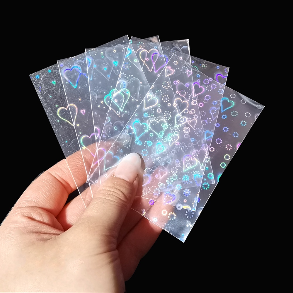 50pcs Sarung Kartu Laser Holografik Bentuk Hati