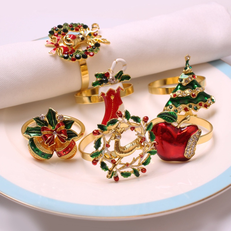 1Pc Metal Plating Christmas Series Napkin Ring / Christmas Home Decoration Products