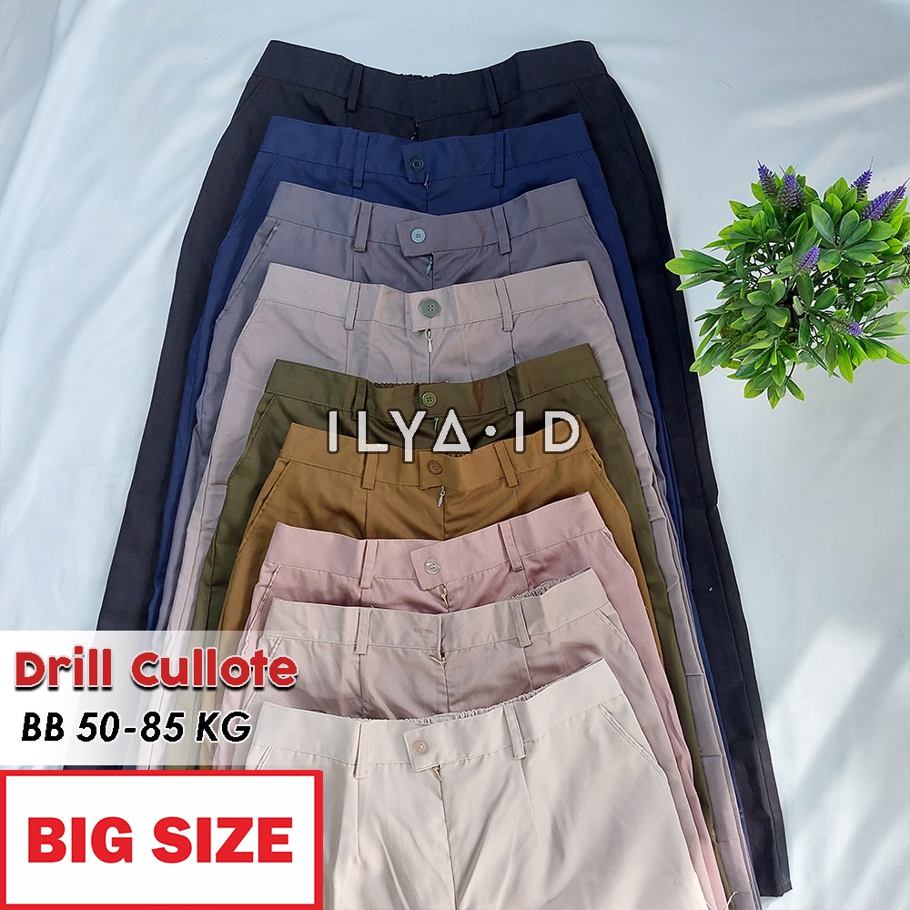 Kulot American Drill - Celana Kulot Jumbo Premium BB 50 - 85 KG Cullotes Highwaist Loose Jumbo Bigsize