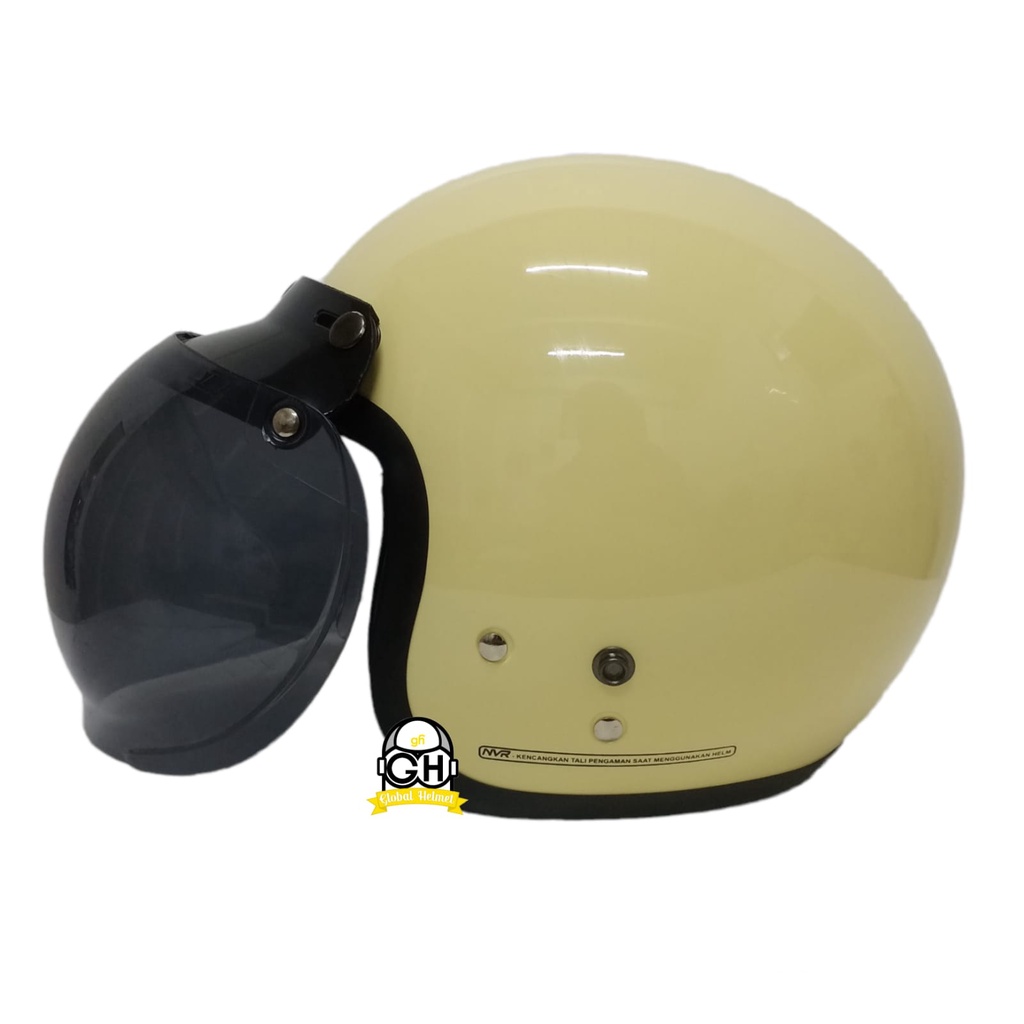 HELM BOGO CGS CREAM RETRO DEWASA PRIA WANITA COWOK CEWEK FREE KACA SNI