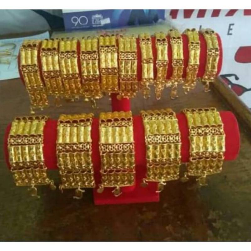 GELANG BAMBU BARIS LAPIS EMAS 24K